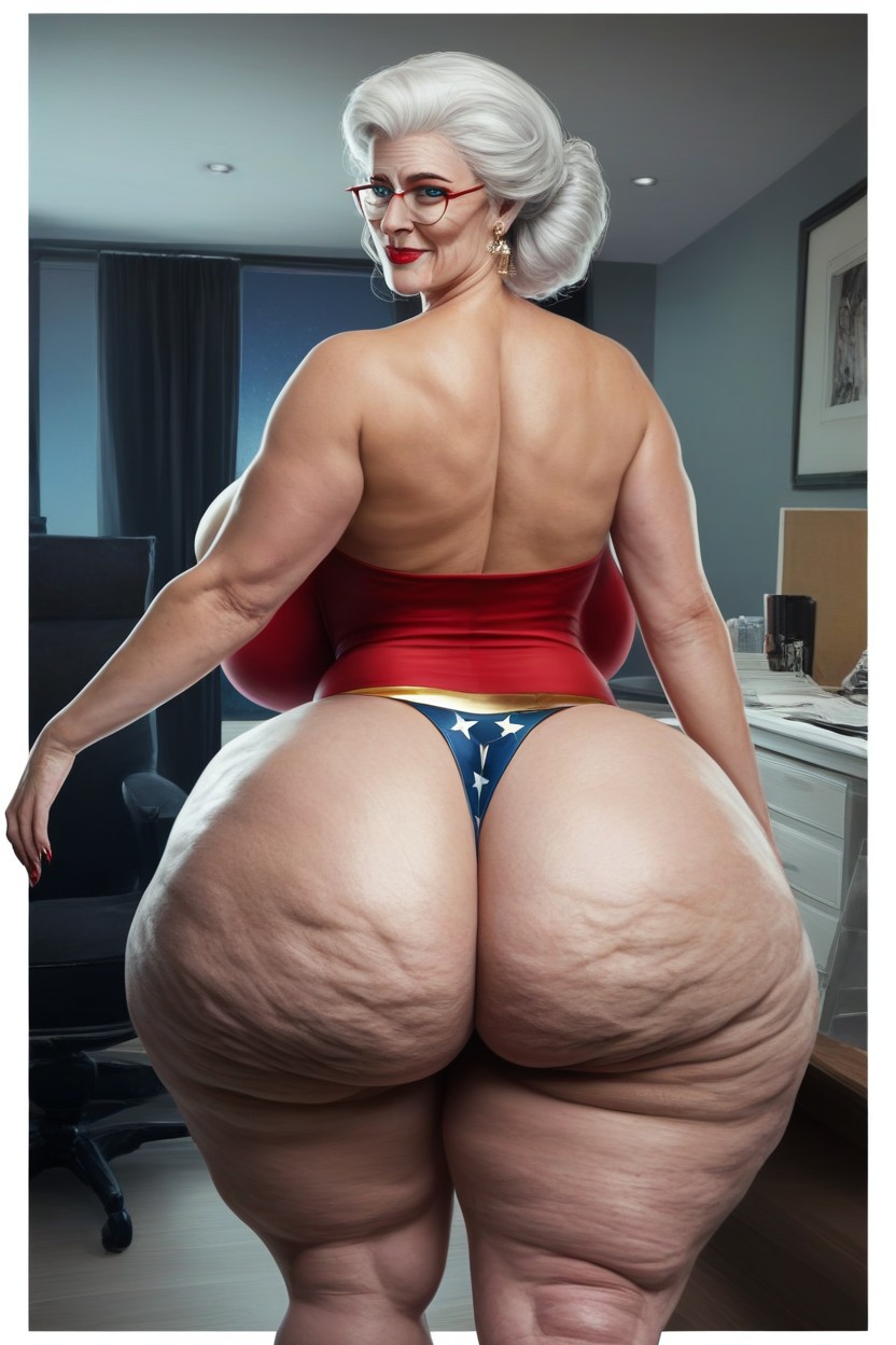 Rear View, Extremely Large Ass, Gigantic Fake Booty Like AI Porn
