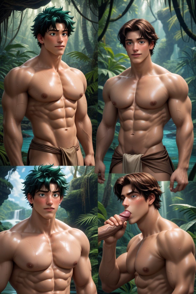 Jungle, Jungle, Cloud Steife Sucking Tarzan AI Gay Porn