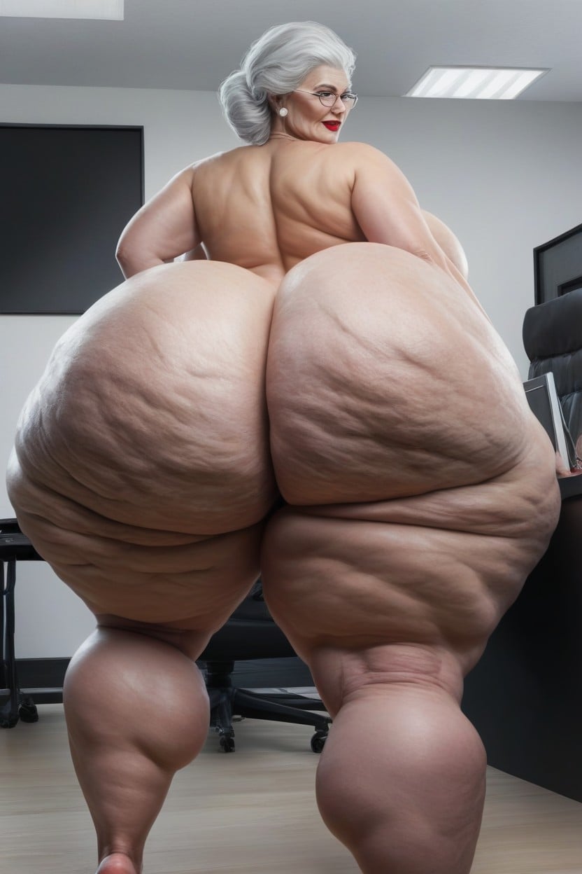 With A Gray Hair Afro, Extremely Large Ass, Extremely Wide Hips AI Porn