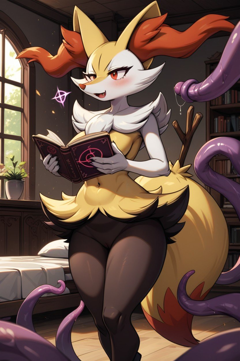 Braixen Pokemon, Lifted, Purple TentaclesファーリーAIポルノ