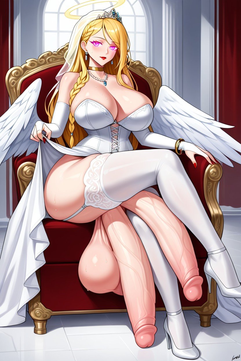 Long White Dress, Futanari, Throne Room人妖AI色情