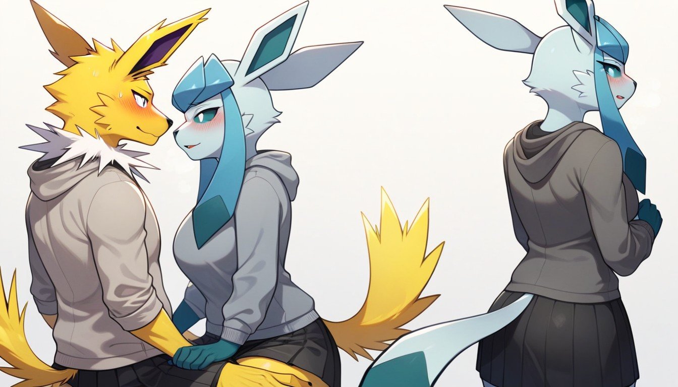 Pokemon Jolteon, Pokemons, Hugs The Character From Behind Furry AI Porn