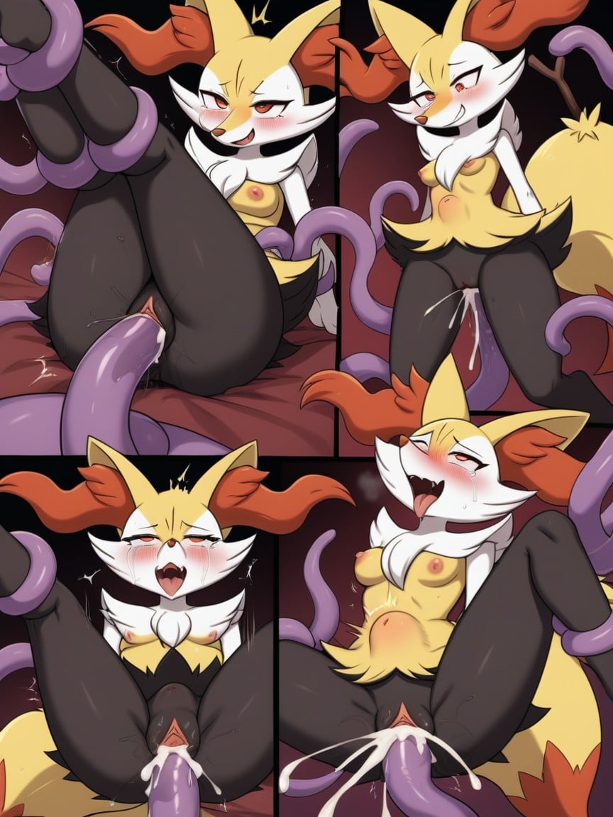 Stomach Bulge, Lifted By Tentacles, Braixen PokemonAI獸人黃片