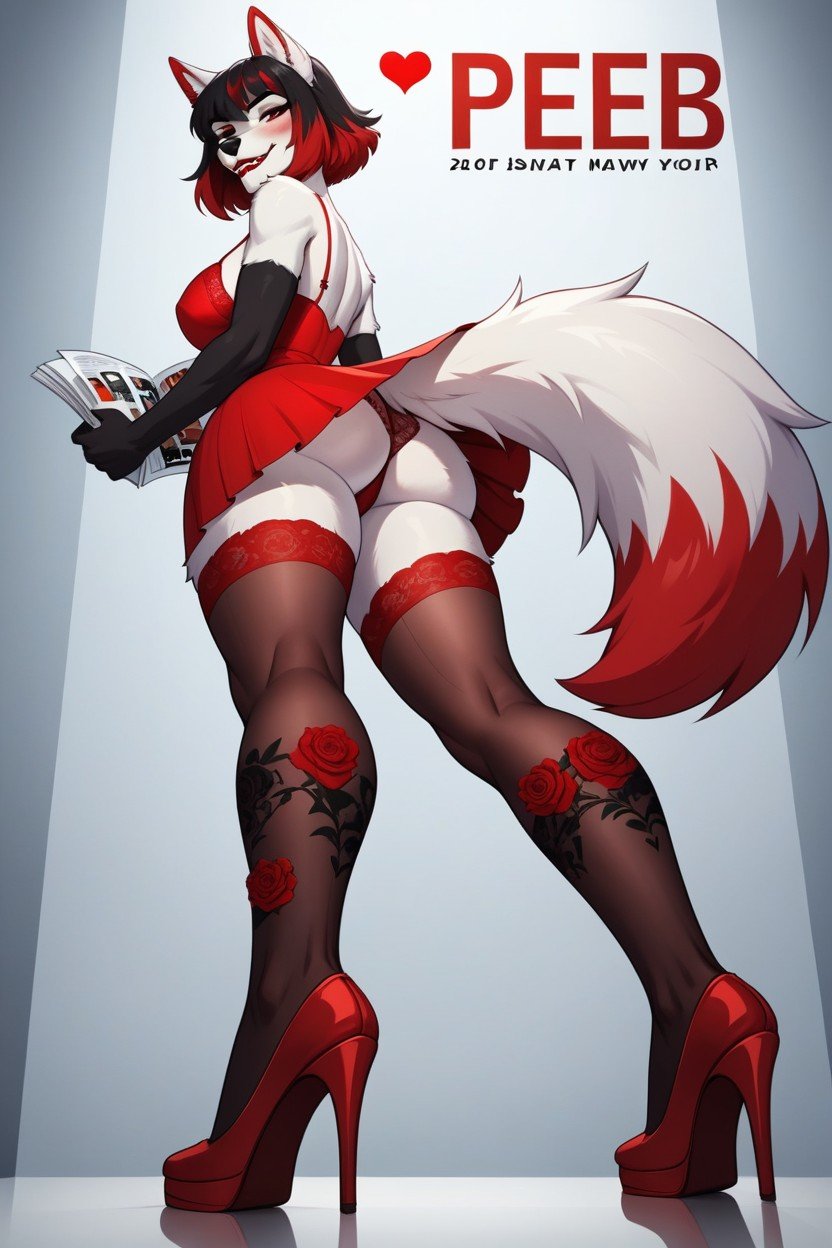 Red Lipstick, 18+, Side View Furry AI Porn