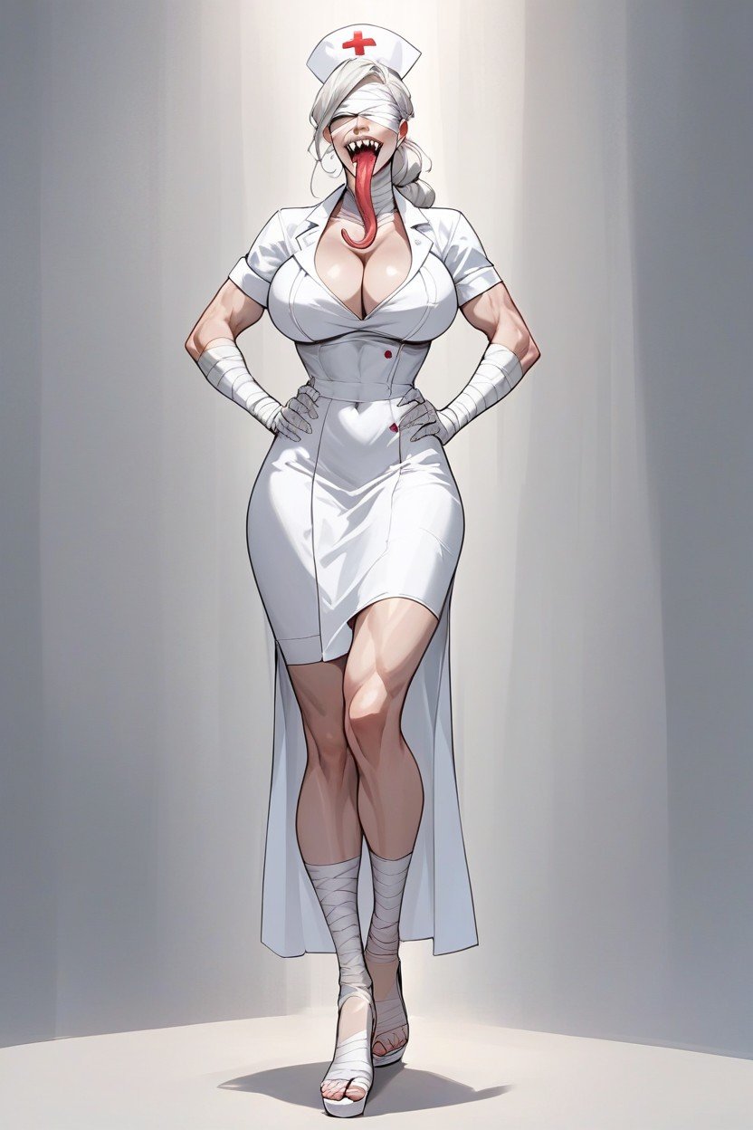 Full Body, High Heels, Bandaged Neck Hentai AI Porn