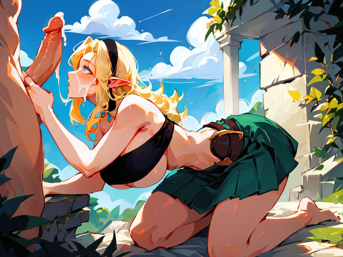 Day, Looking Up, Blonde Hair Hentai AI Porn