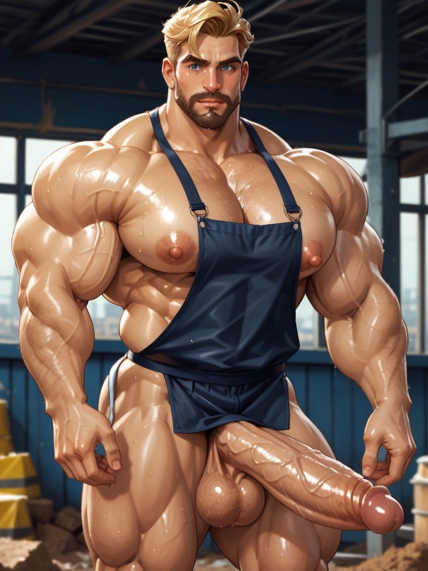 Blushing Face, Heavy Balls, Blonde Beard ИИ гей порно