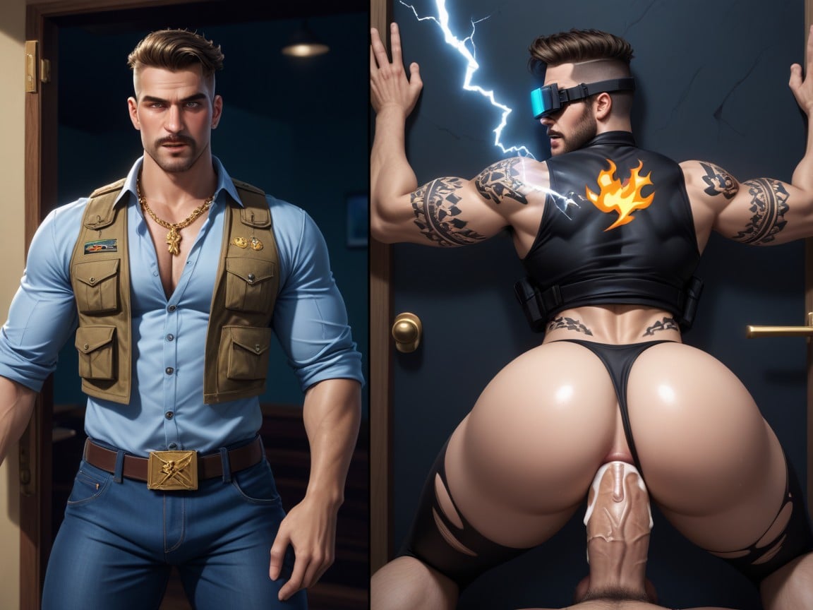 Before And After, Lightning Realms, Electricity In Balls AI Gay Porn