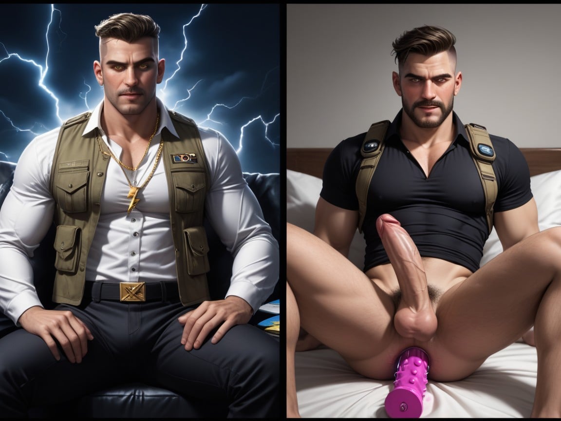 Sitting Down Legs Spread, Bottom Wearing Ripped Clothes, Bobby Da Costa From X-men As God Of Thunder AI Gay Porn