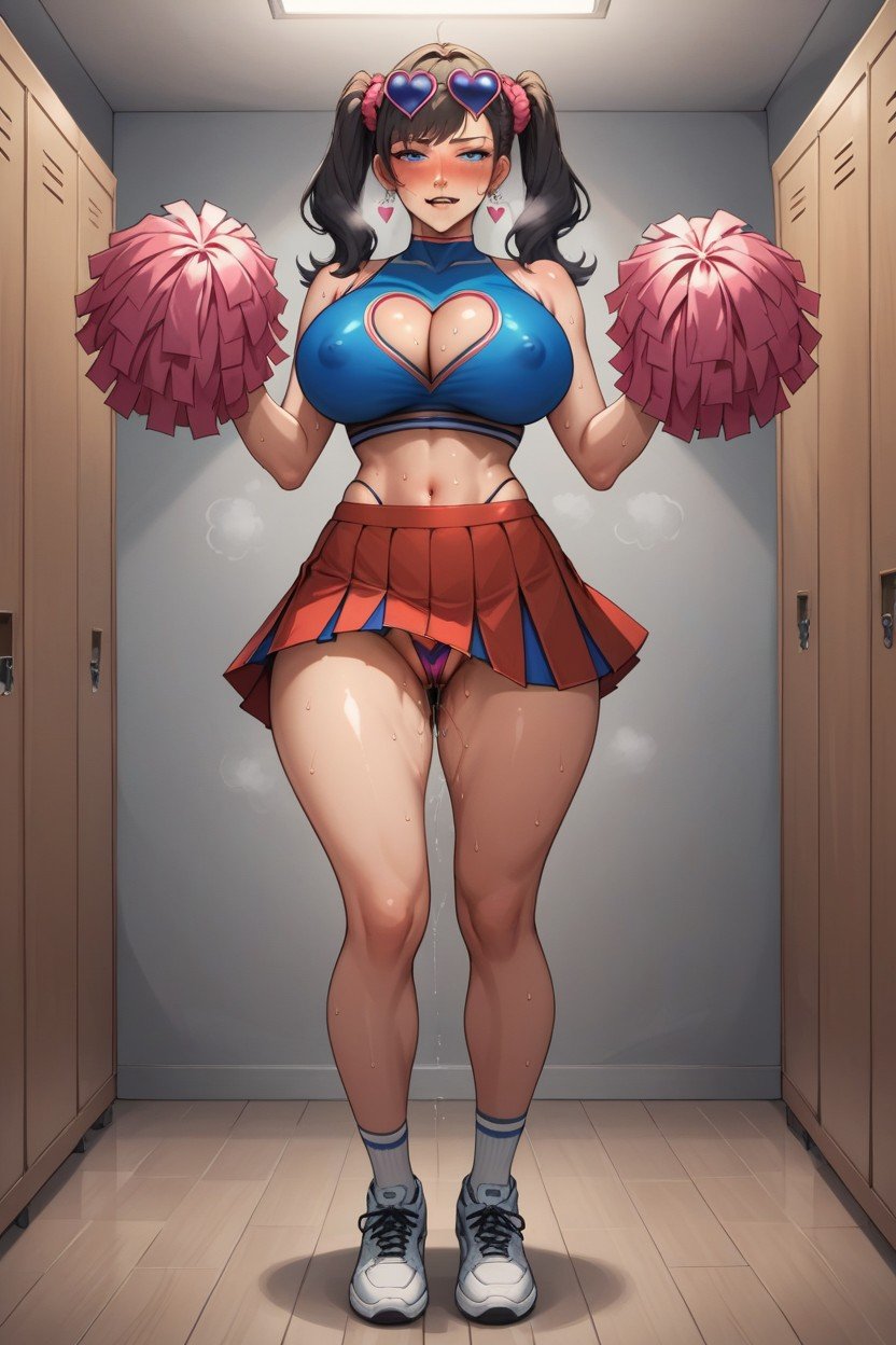 Twintails, Breasts, Clothing Cutout Hentai IA pornografia