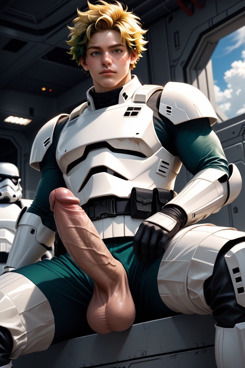 Realistic Face, Massivo, White Armor On Legs Pornografia gay com IA