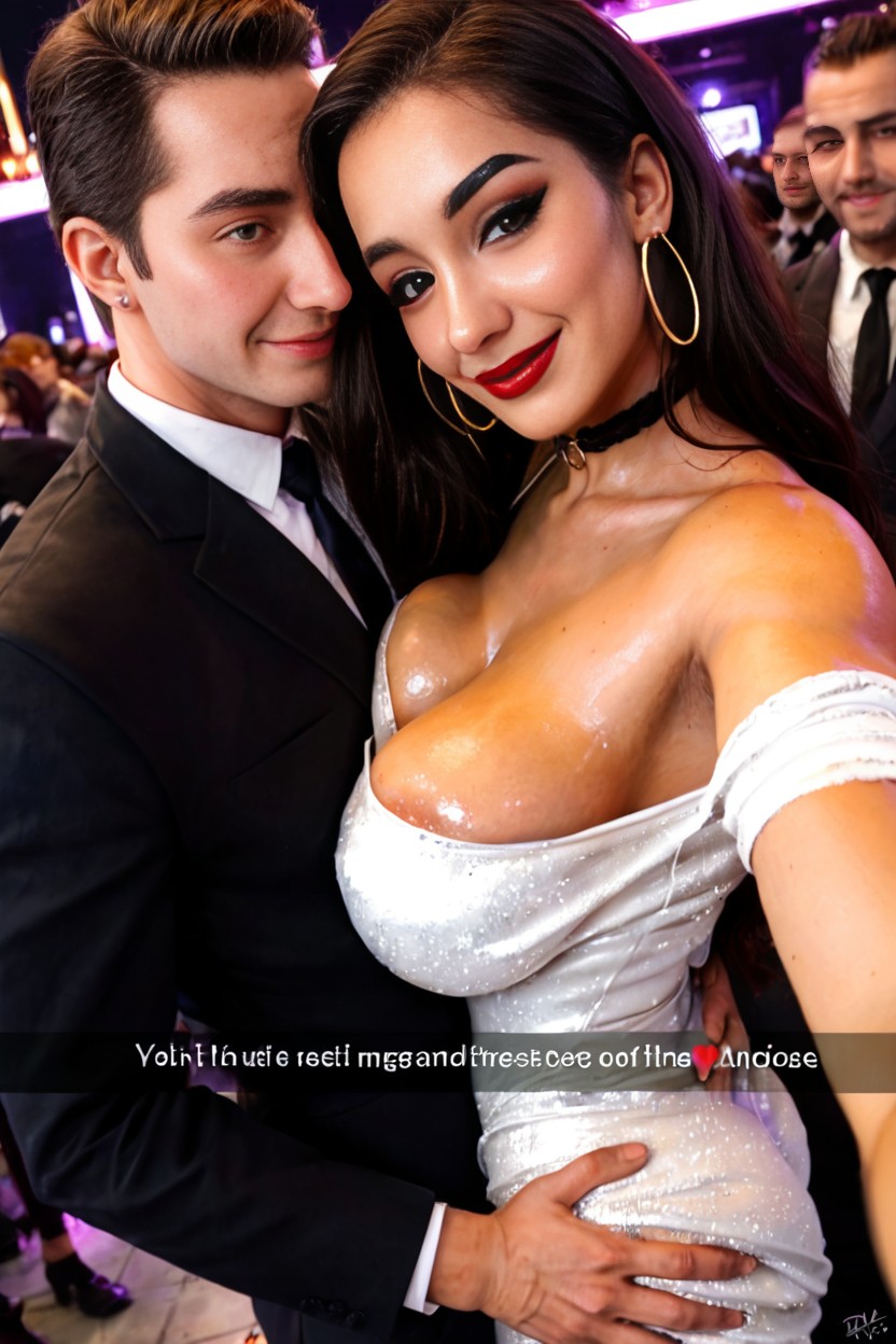 Modern Nightclub, Dim Lighting, Happy Expression AI Porn