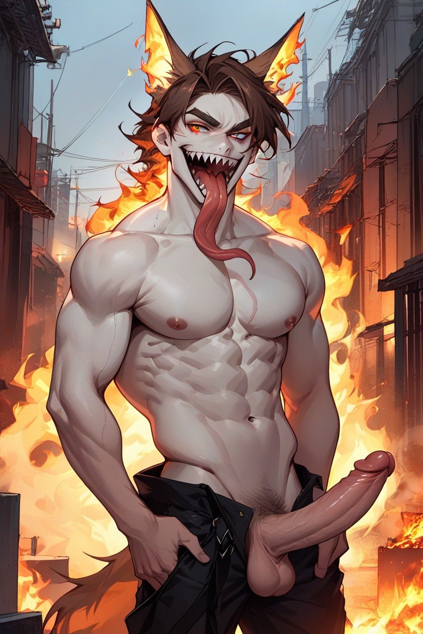 Long Tongue, Male, Sexy FirefighterニューハーフAIポルノ