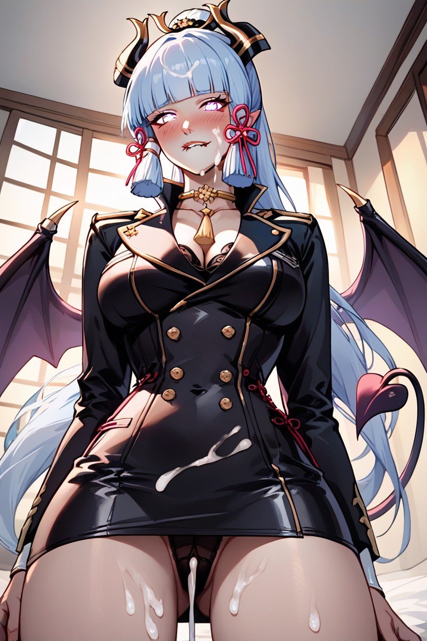 Disfraz De Cuero, Succubus Wings, Biting LipPorno shemale IA