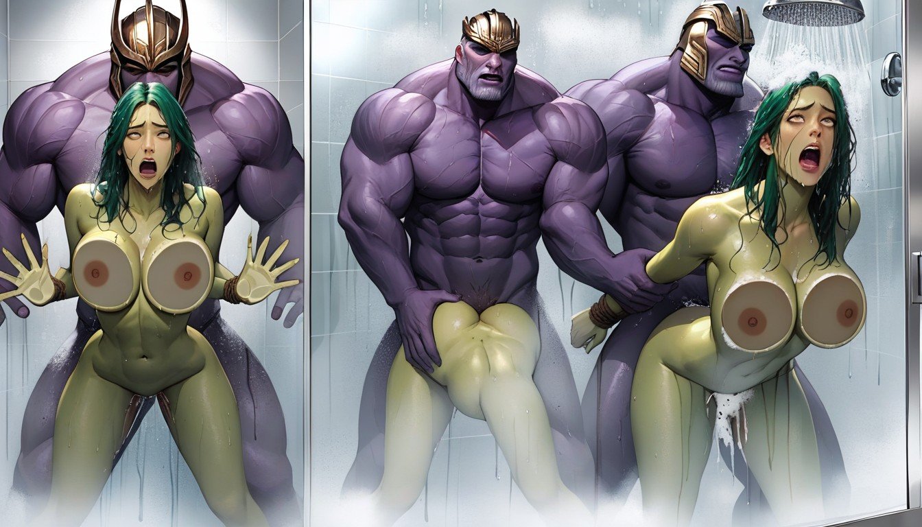 Multiple Views, Front View, Mcu Thanos Costume With HelmetPorno IA Furry