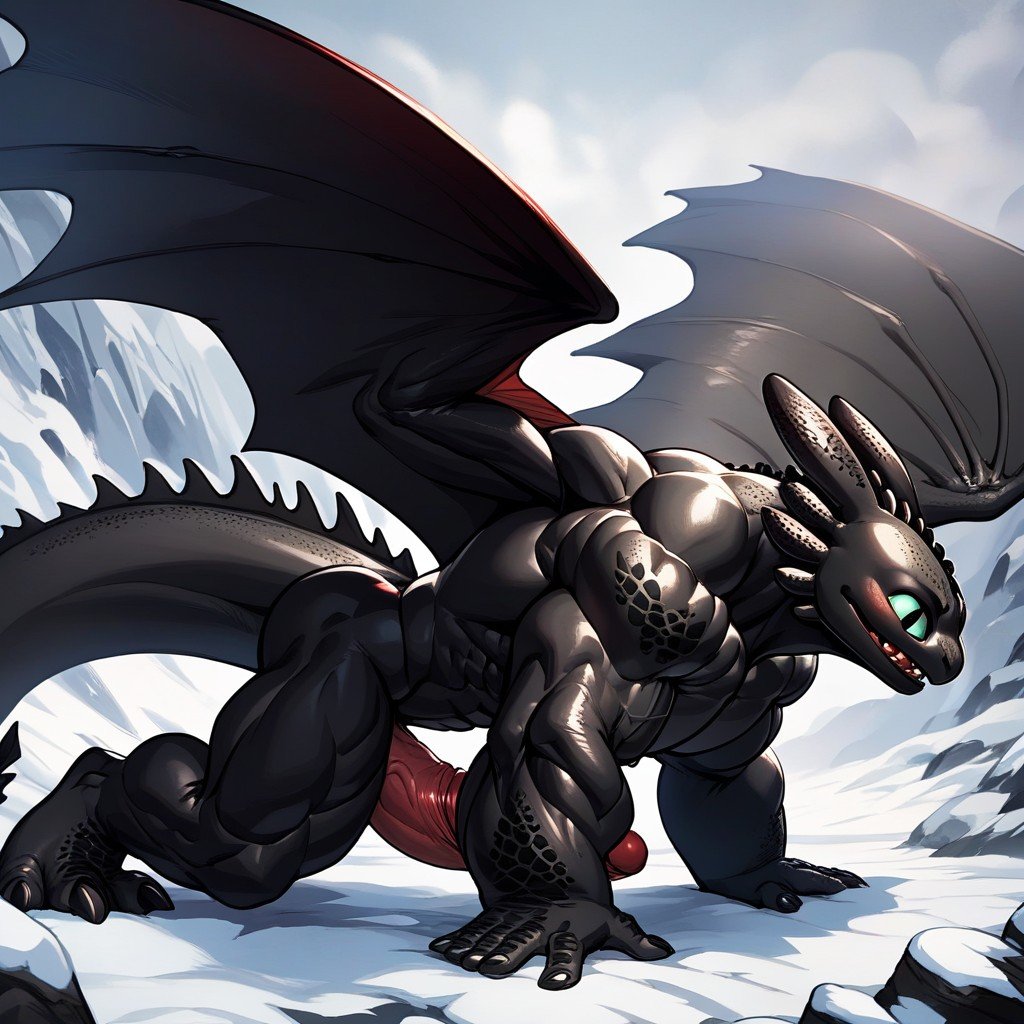 Dragon, Toothless, Black Body퍼리 AI 포르노