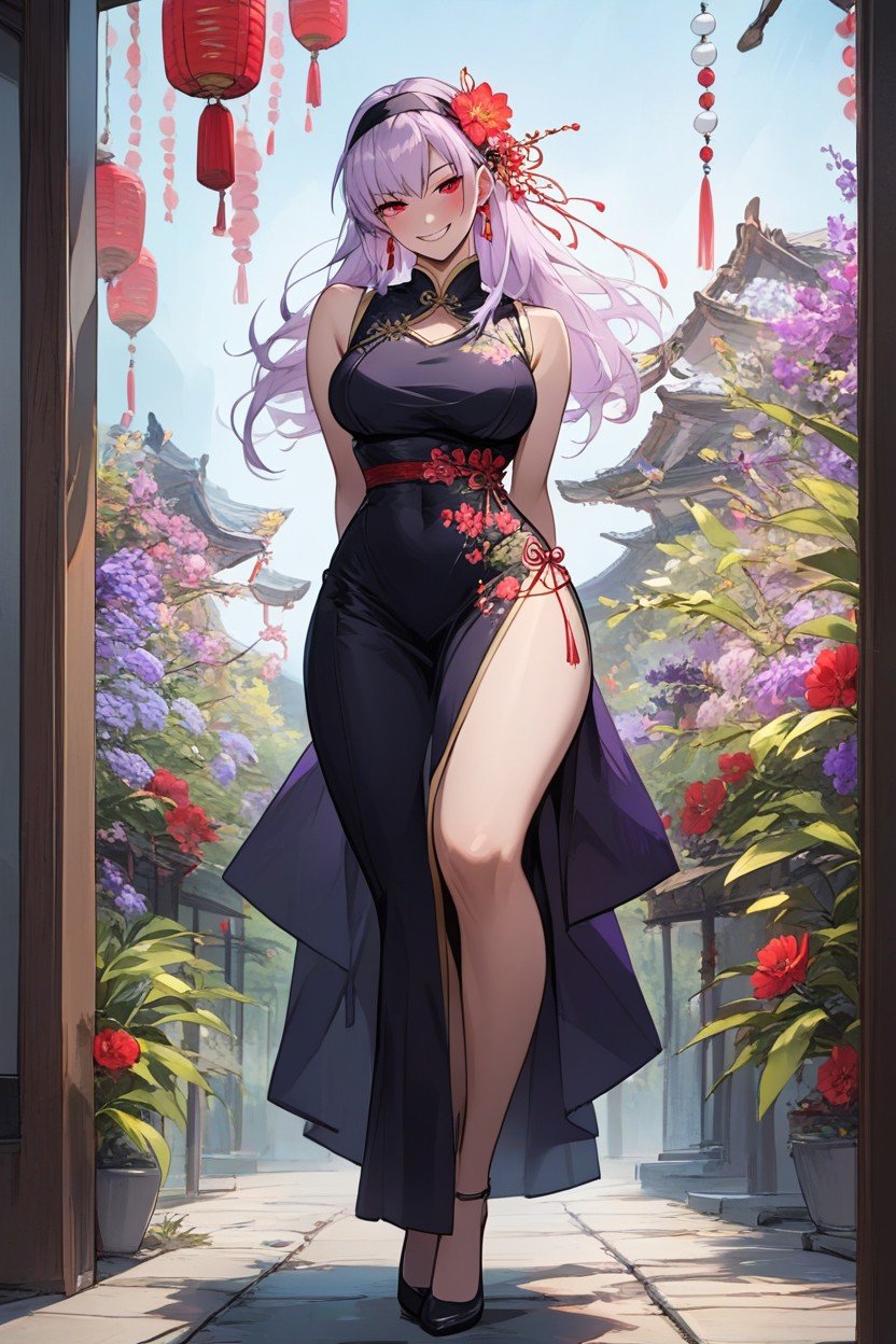 Full Body, She Wears A Sleeveless, Red Eyes Furry AI Porn