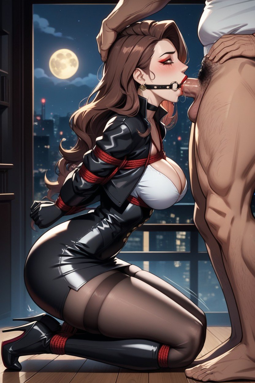 Makeup, Black Choker, Black Jacket Hentai AI Porn