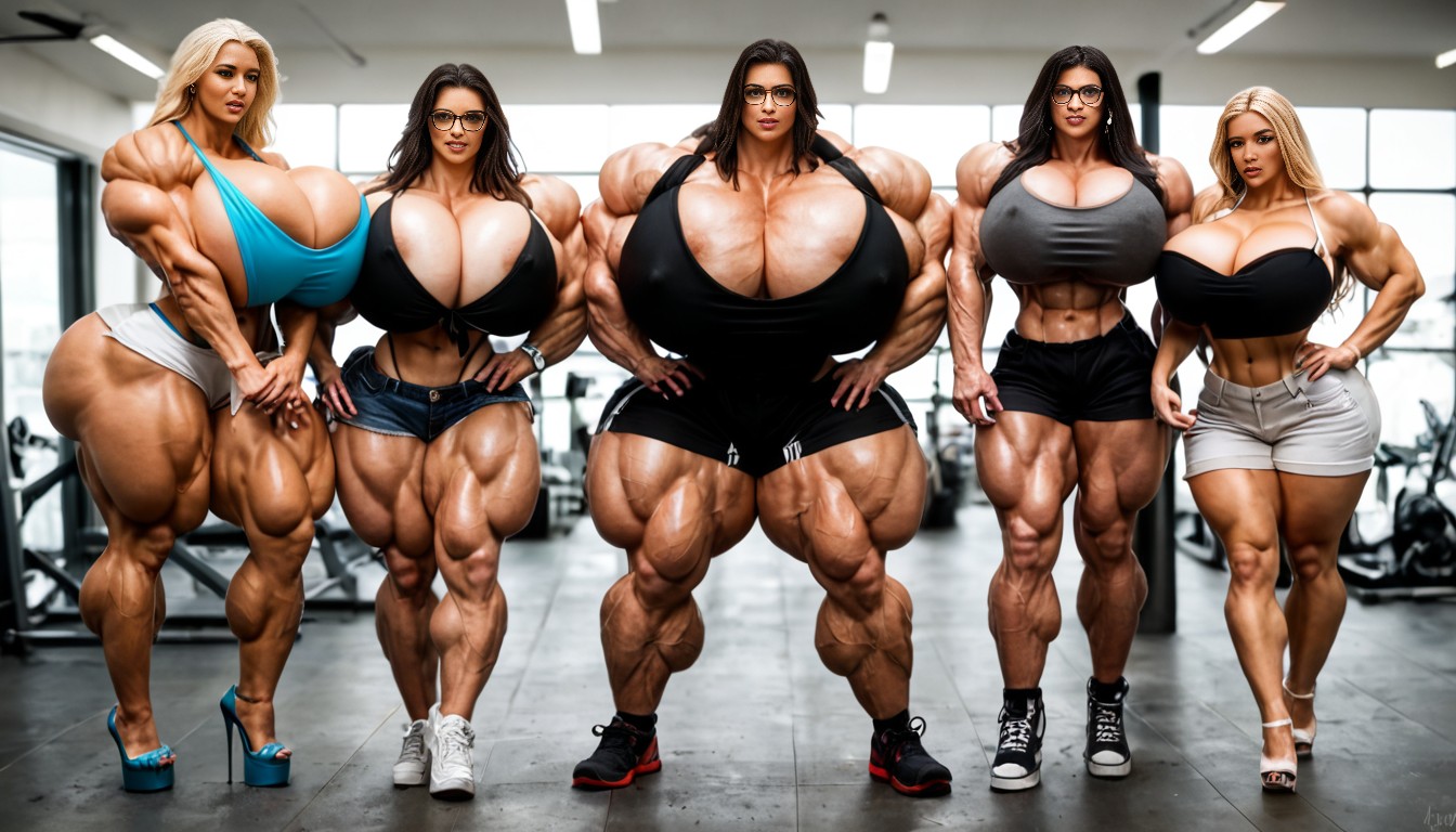 Steroids Buff Goddess, Ripped Muscles, Green Eyes AI Porn