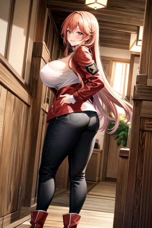 Green Military Pants, Red Jacket, Japanese Woman Furry AI Porn