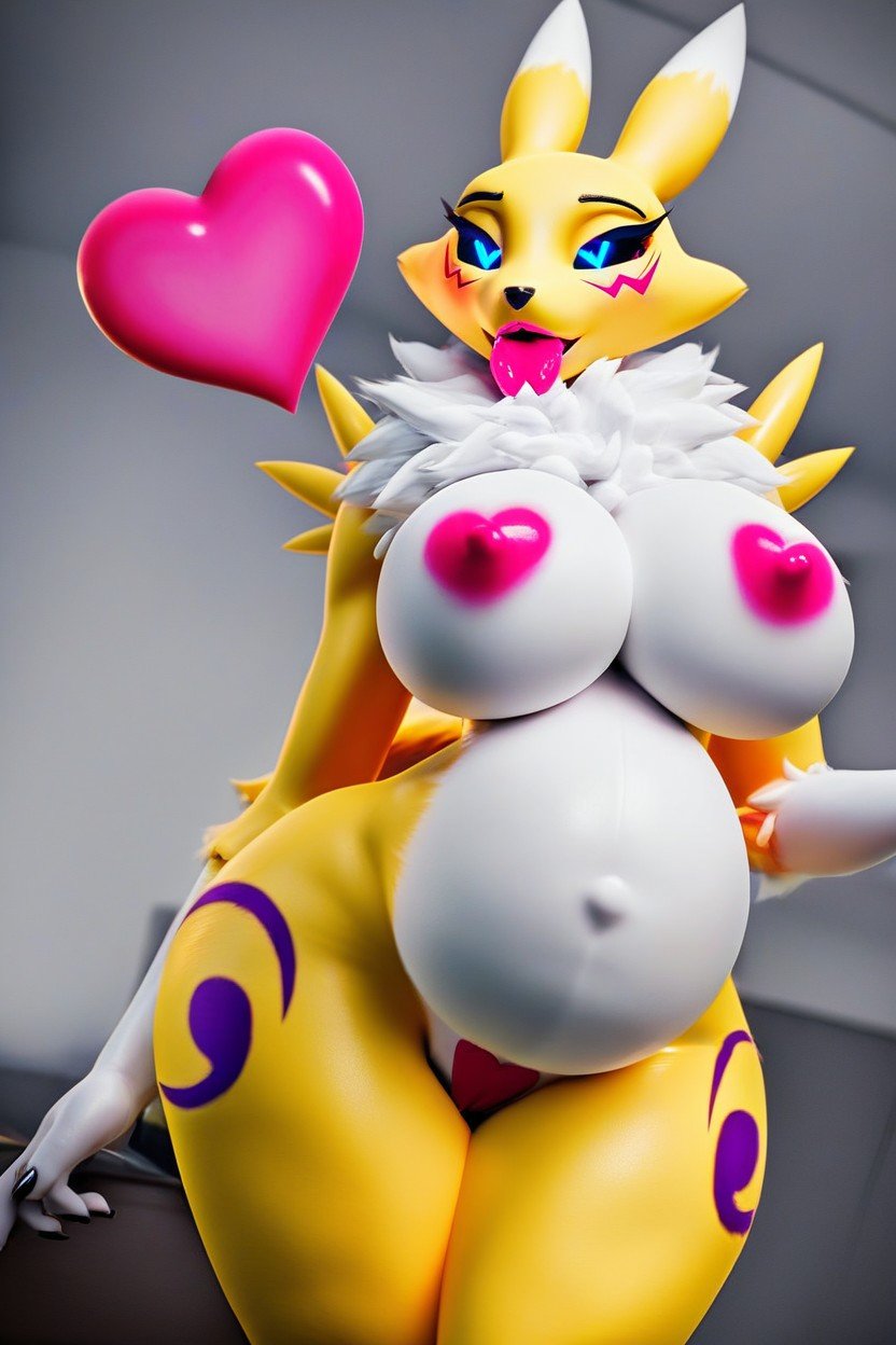 Heart Eyes Heart-shaped Pupils, Love Hearts, Bimbo Furry AI Porn