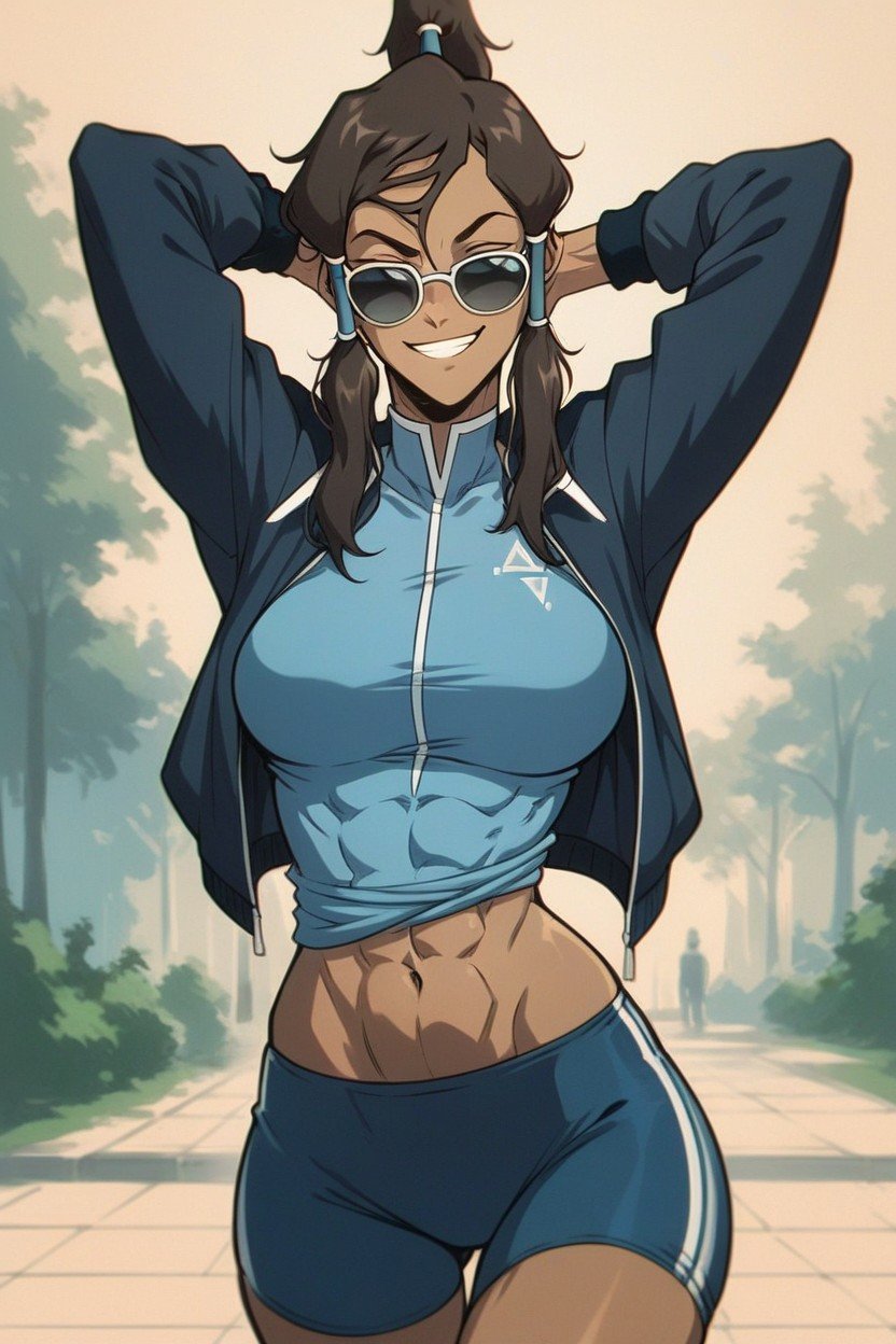 Hands Behind Head, Солнечные Очки, Korra From Avatar As A Sport Fashion Model Хентай AI порно