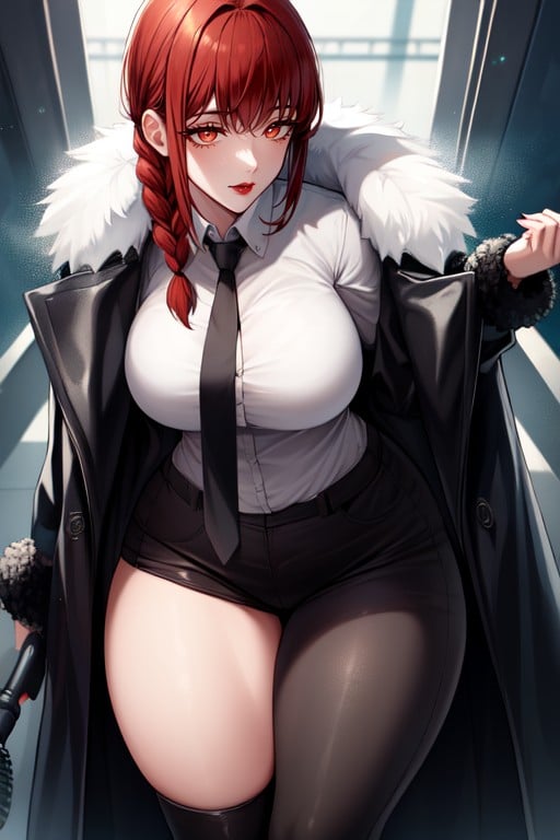 Thick Fur Cuffs, Makima (chainsaw Man), Soft Thick Fur Coat Pornografia gay com IA