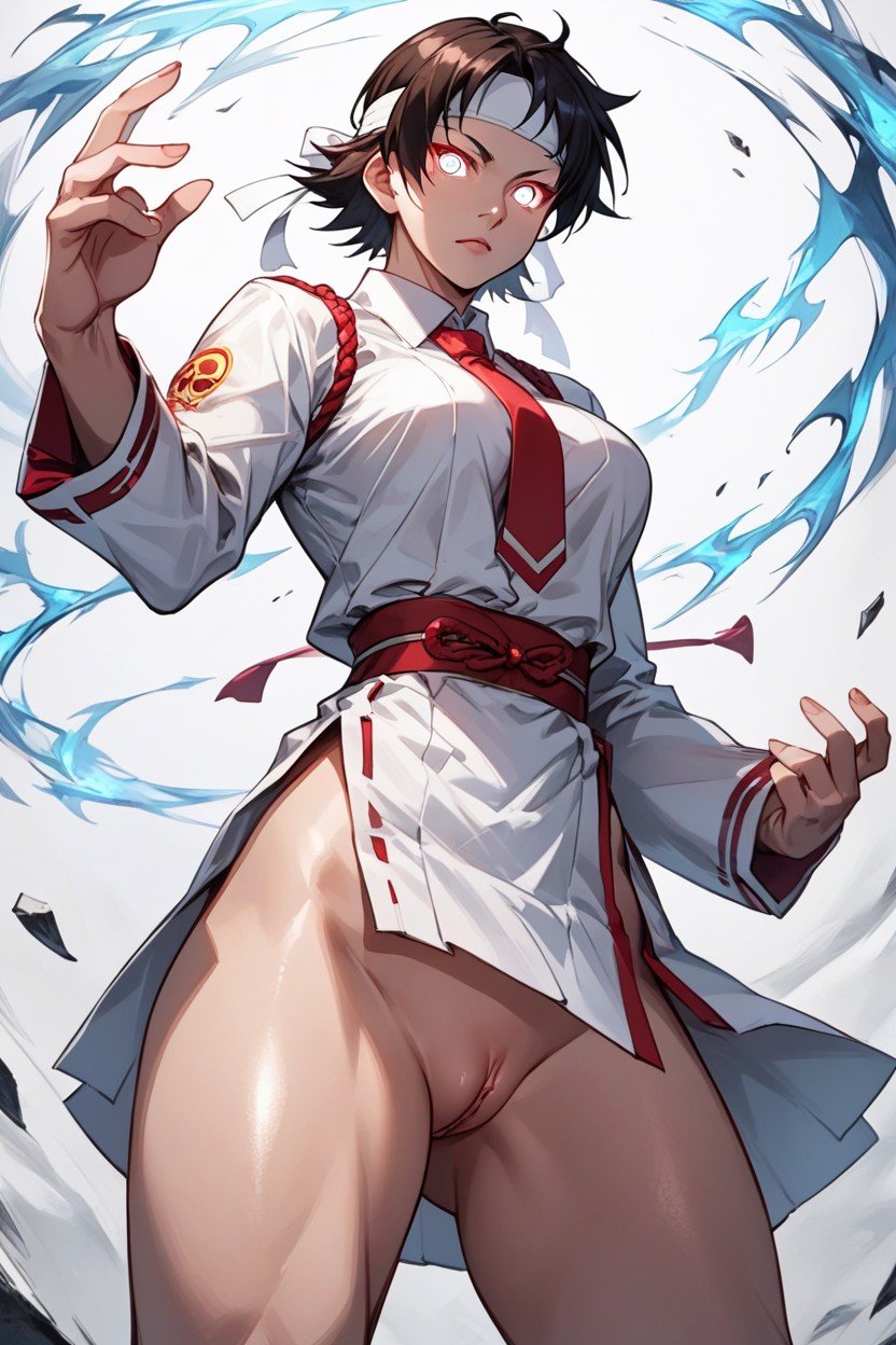 Short Length, Simple White Background, Sakura Kasugano From Street Fighter Hentai AI Porn