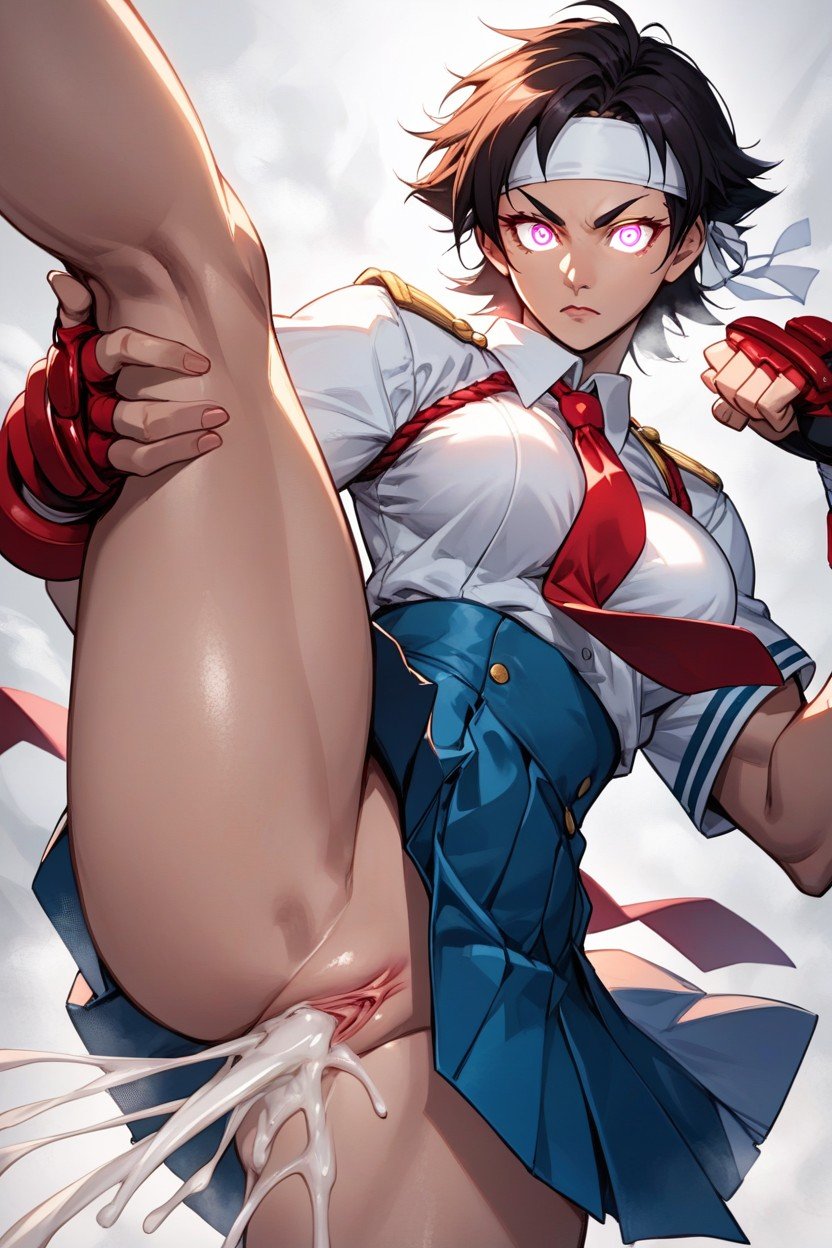 Sakura Kasugano From Street Fighter, No Skirt, Peito Médio Travesti IA Pornô