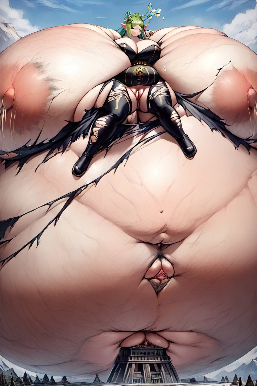 Ripped The Corset For The Press Big Stomach, Extreme Colossal And Giant Boobs, Transformation From To Extremely Enormously Big Bellied Woman With Obese MorbidlyニューハーフAIポルノ