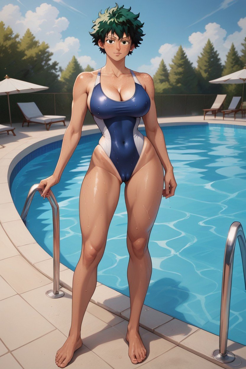 One-piece Swimsuit, Izuku Midoriya, Rounded Breast AI Gay Porn