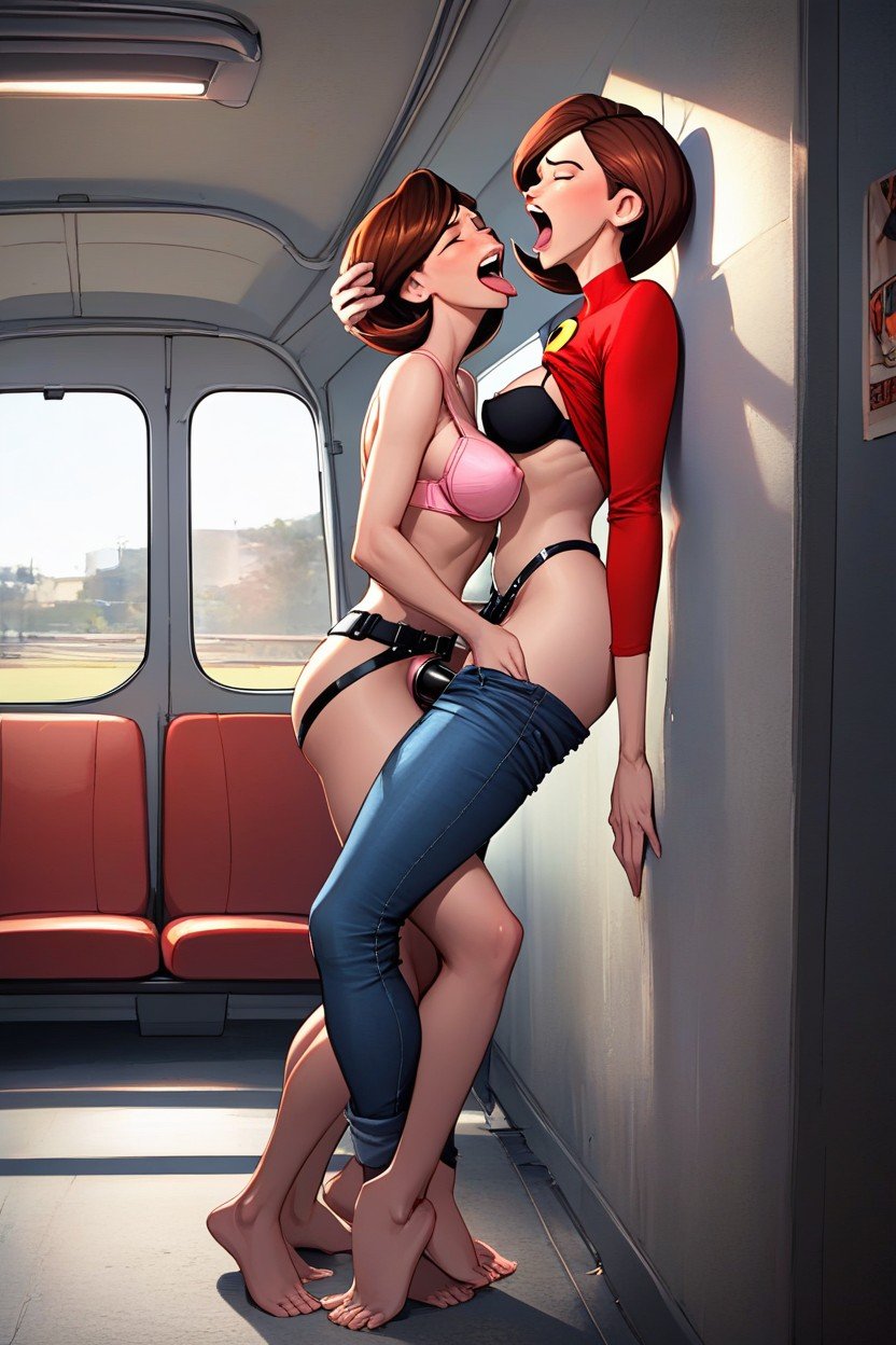 Helen Parr Incredibles, Ahegao, One Breast ExposedPorno shemale IA