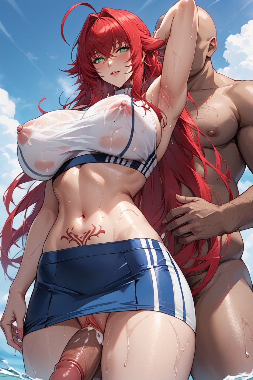 Crotch Tattoo, Dairy Cattle Print Sports Bra And Sports Skirt, Rias Gremory Shemale AI Porn