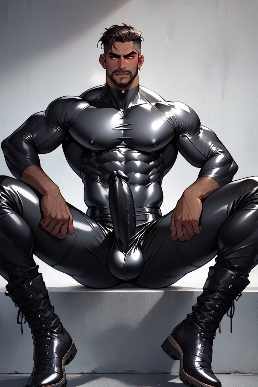 Long Cock Bulge, Dark Brown Skin, Latex Suit AI Gay Porn