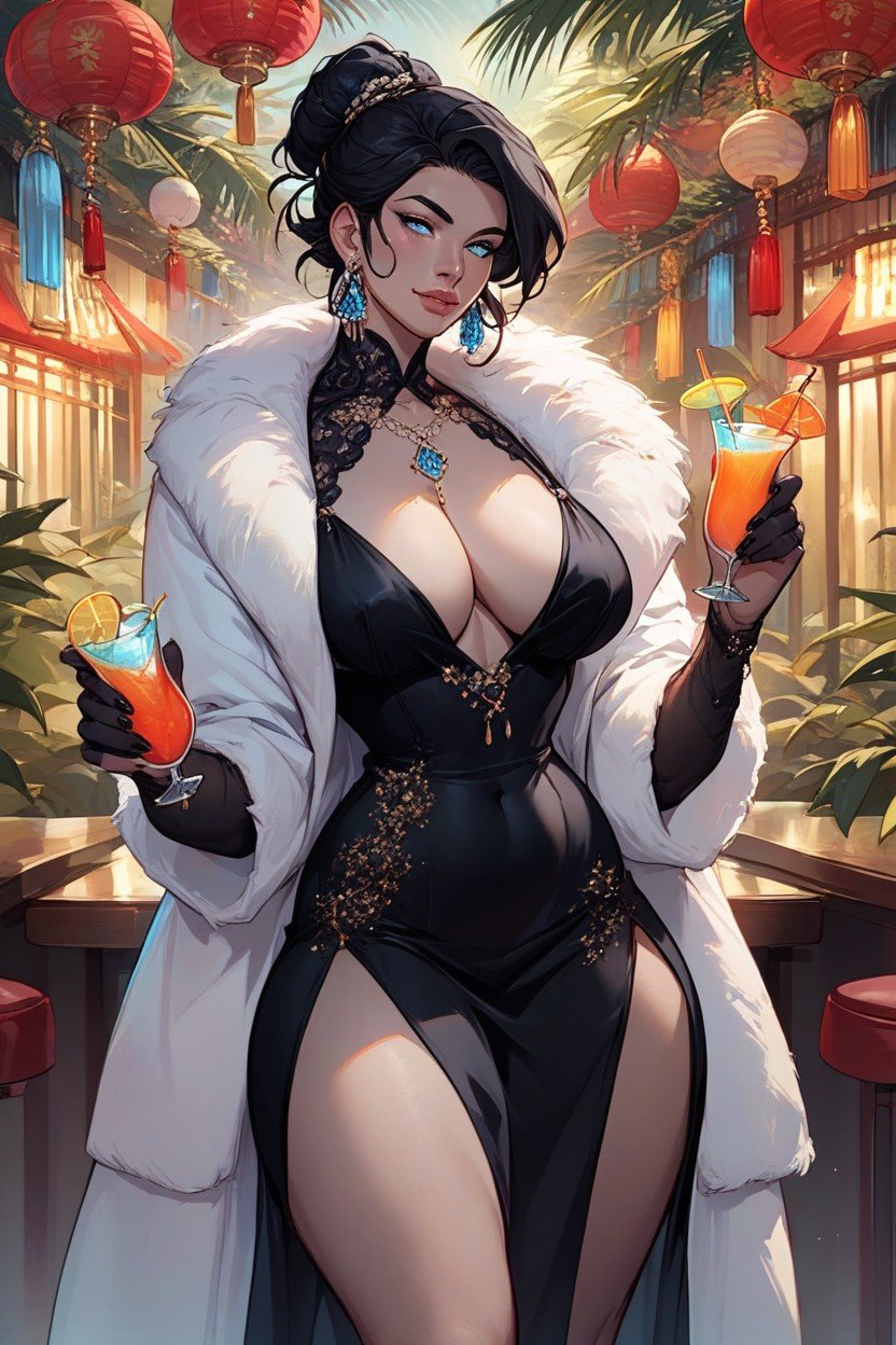 乳溝, Black Hair, 苗條AI獸人黃片