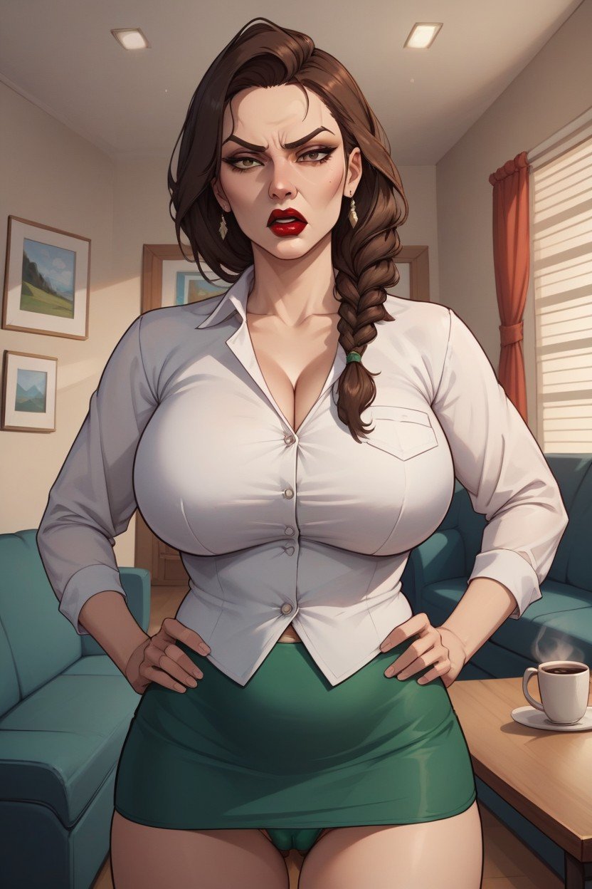 Red Lipstick, White Office Shirt, Make Up AI Gay Porn