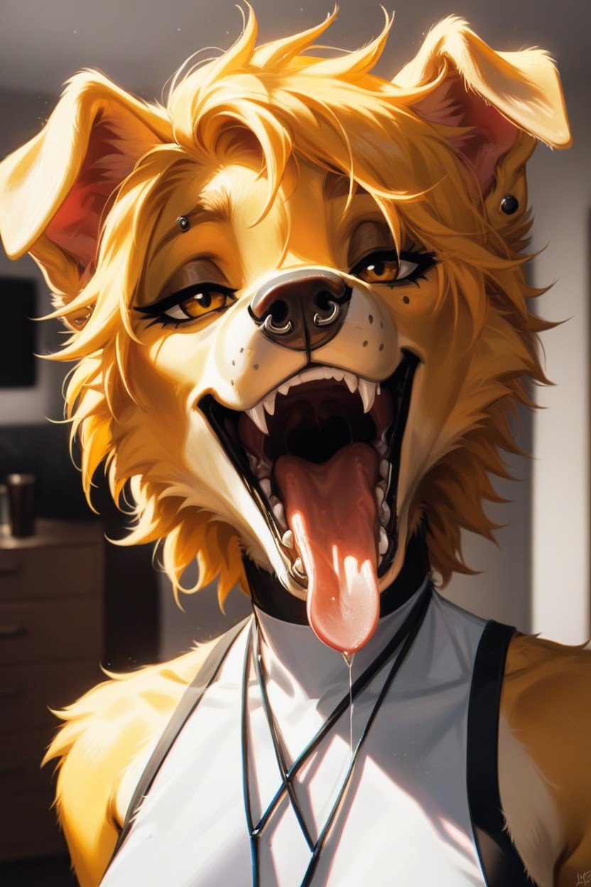 Piercings, Yellow Hair, ApartmentFurry KI Porno