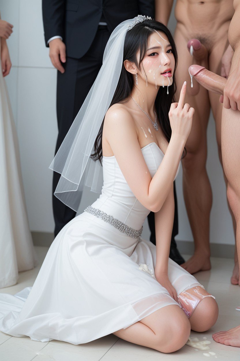 Wedding Dress, Ceinture De Préservatifs Usagés, ÉjaculationPorno IA Asiatique