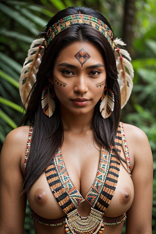 Azteca, Large Breasts, Brown SkinHentai IA