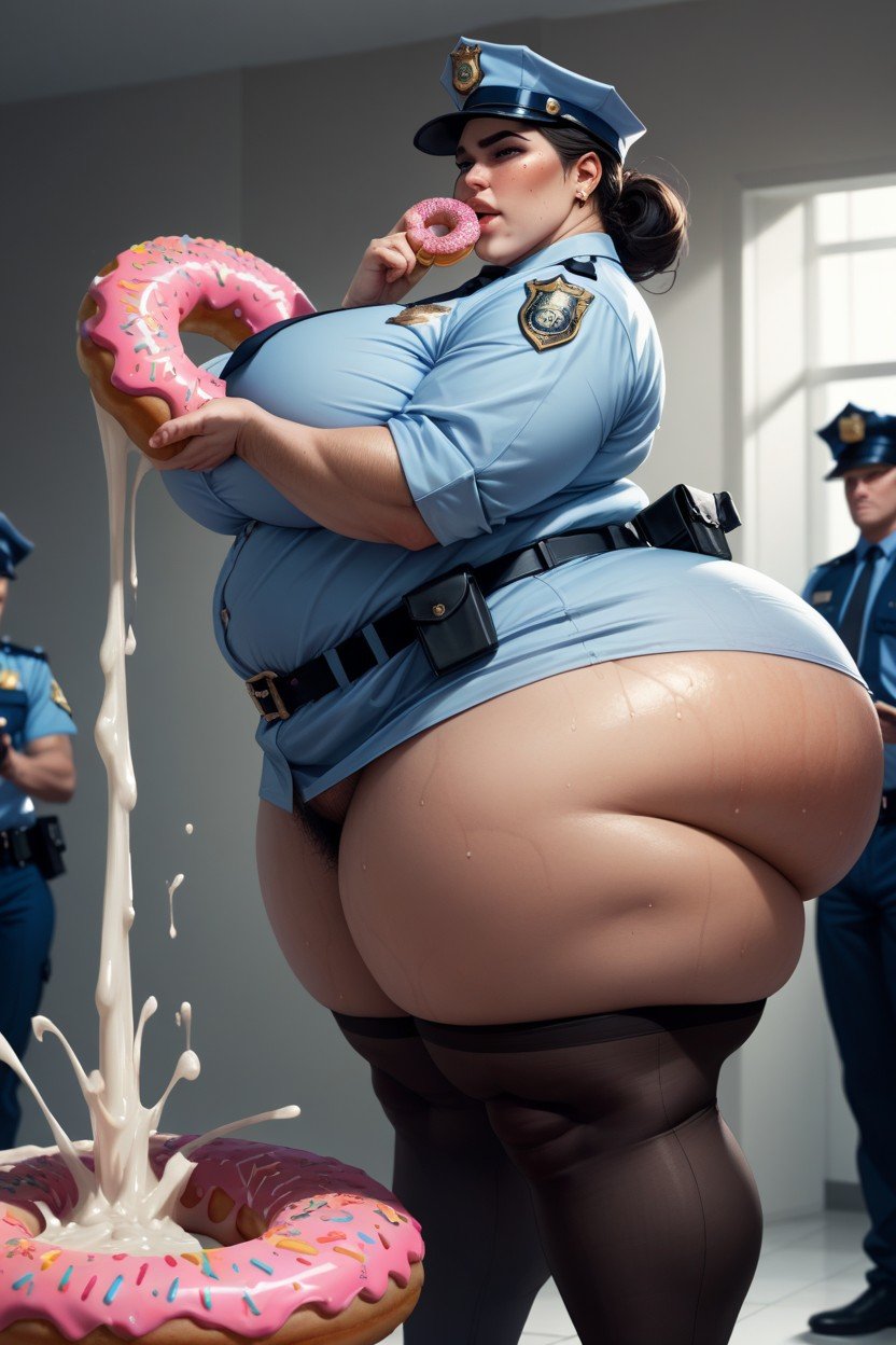 Obese, Eats Donuts, Bottomless Travesti IA Pornô