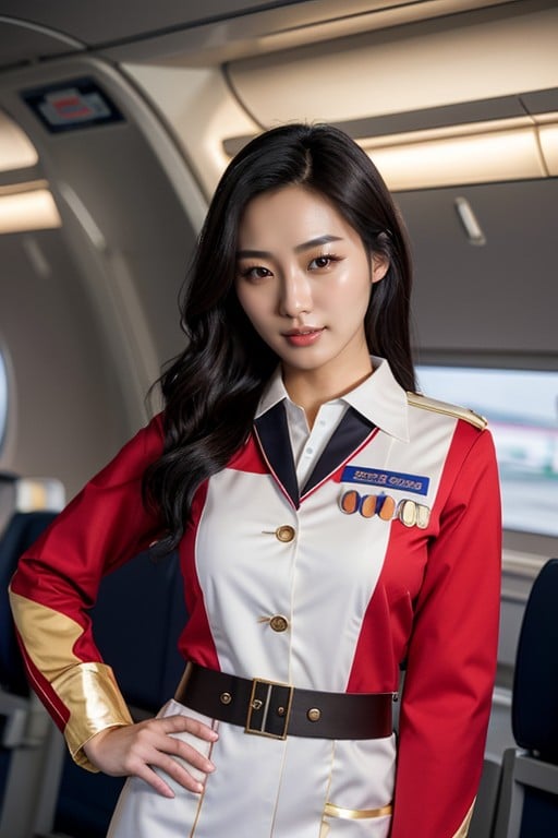 Coréen, 18+, Hôtesse De L'airPorno IA Asiatique