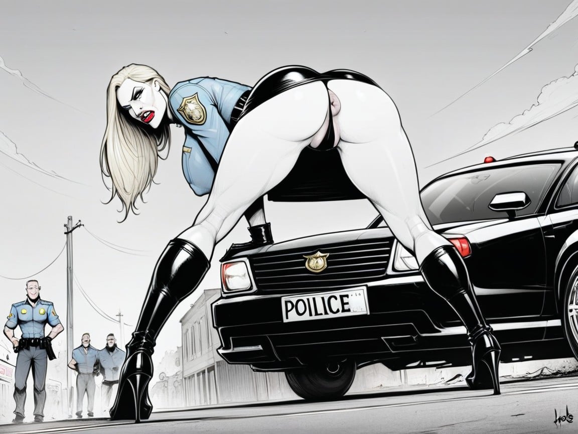 Police Woman, Upskirt, Beautiful Face퍼리 AI 포르노