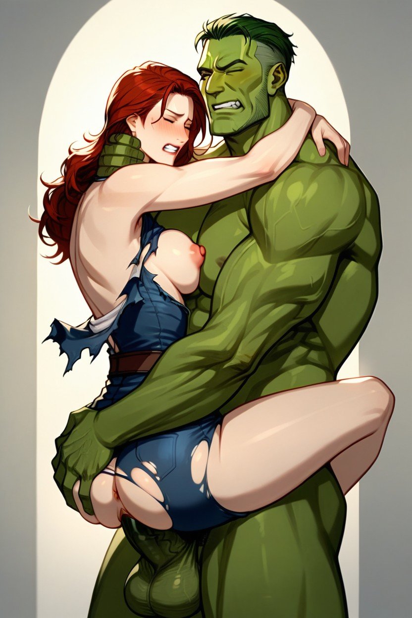 咬緊牙齒, Hulk Is Three Times Larger Than Natasha, Pale SkinAI黄漫