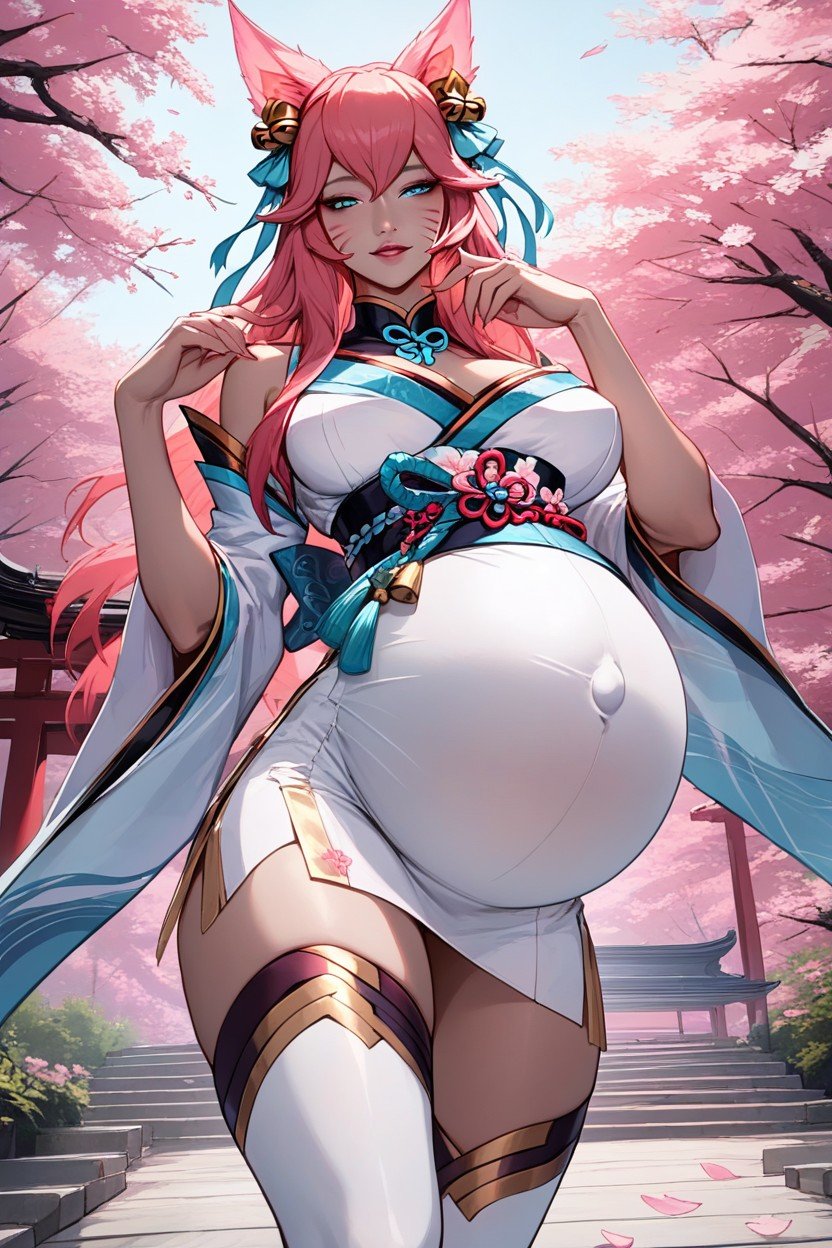 Sakura Garden, Thighhighs, Full Thighs Shemale AI Porn