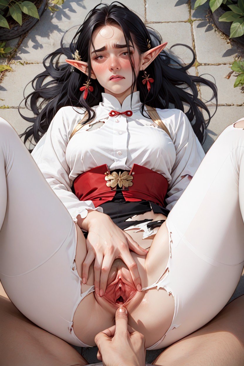 From Above, Long Black Hair, White Skin Hentai AI Porn