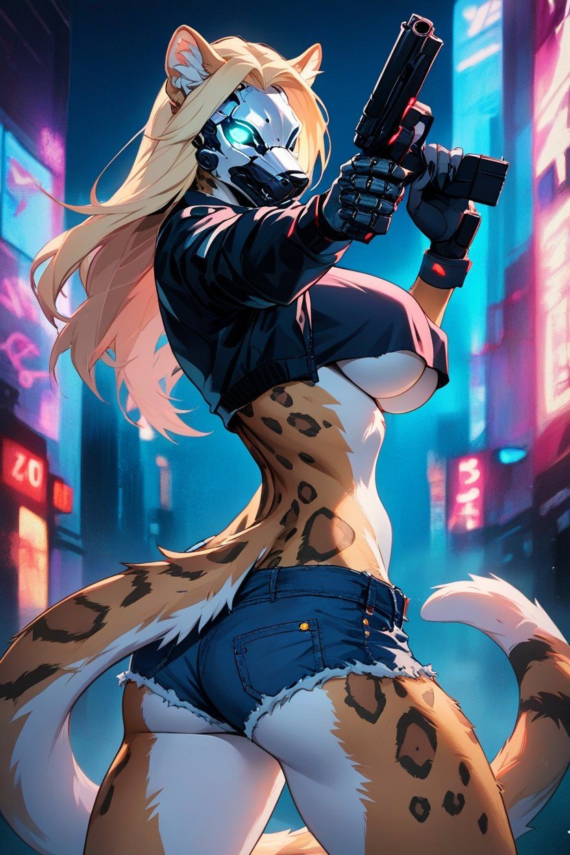 Looking At Viewer, Perfect Body, Guns In Hand Furry AI Porn