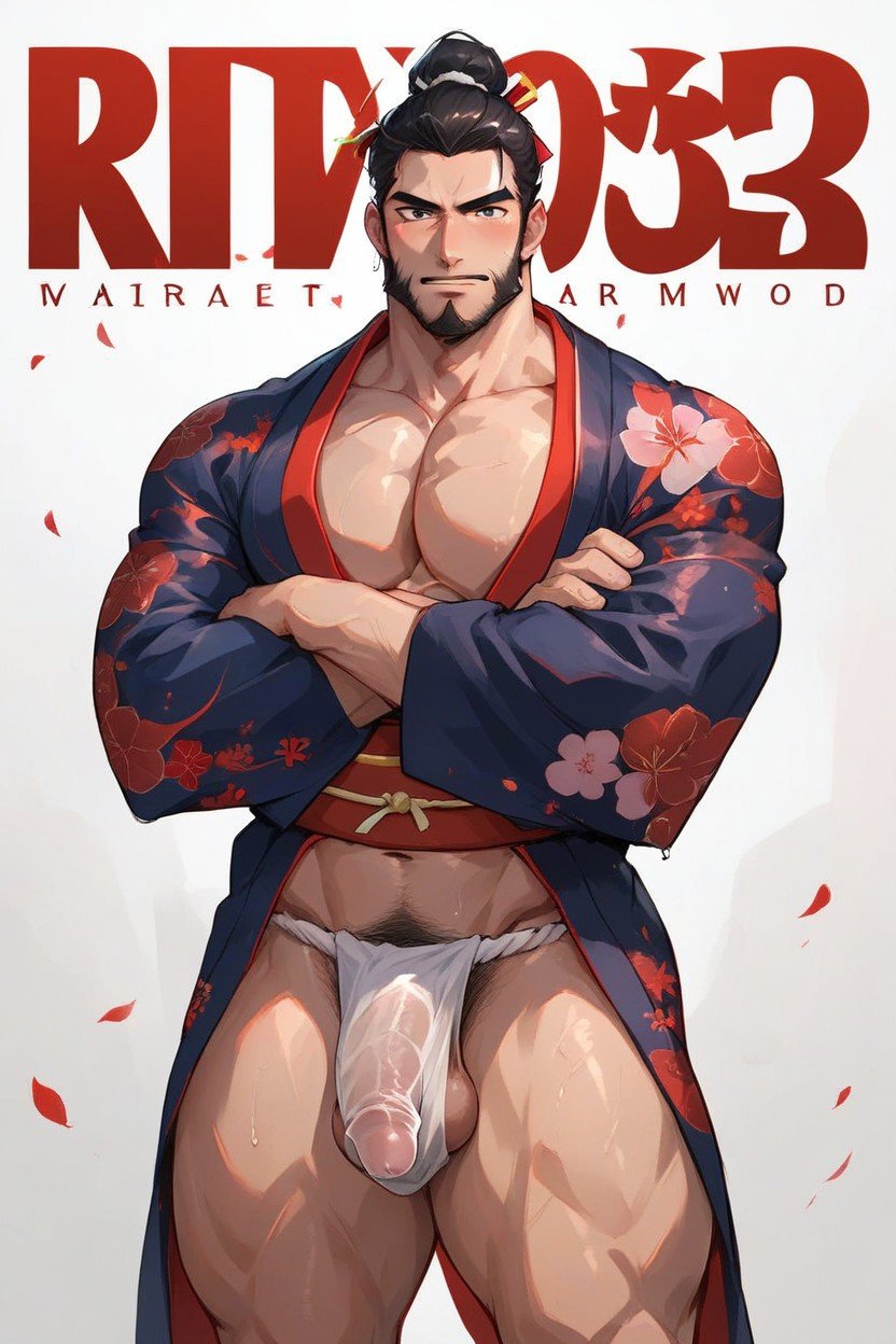 20+, Magazine Cover, Wet Fundoshi AI Gay Porn