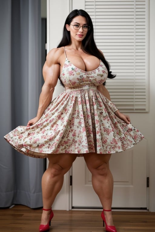 Silky Straight Hair, Colossal Hyper Ass, Hyper Massive Muscular ArmsPorno asiático IA