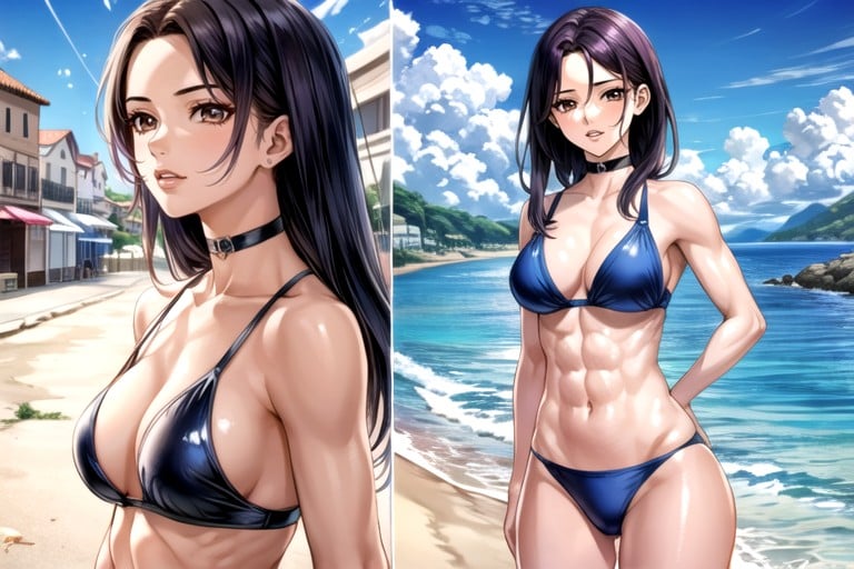 Muscular Definition, Beach And Sea, ChokerPorno IA Hentai