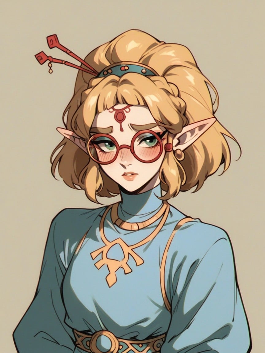 18+, Purah Legend Of Zelda Breath Of The Wild, Red Round GlassesAI黃漫